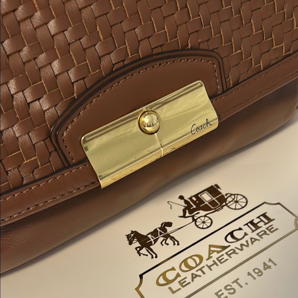 Coach Vintage Woven Tan Leather Small Shoulder Bag - Picture 3 of 14